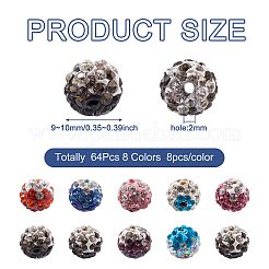 64Pcs 8 Colors Two-Tone Handmade Polymer Clay Disco Ball Beads&nbsp;RB-SW0001-01