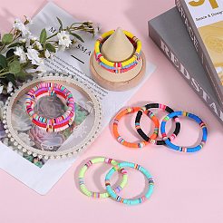 12Pcs 12 Color Polymer Clay Heishi Surfer Stretch Bracelets Set&nbsp;BJEW-SW00123