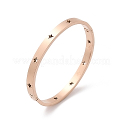 Hollow Star 304 Stainless Steel Hinged Bangles&nbsp;BJEW-L610-20RG