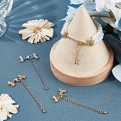 6Pcs 3 Colors Brass Crystal Rhinestone Chain Extender&nbsp;KK-SC0003-09