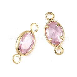 SHEGRACE Brass Pave Cubic Zirconia Oval Connector Charms&nbsp;XGRQ2O133-439B-G