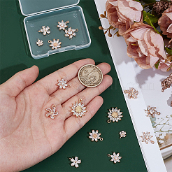 16Pcs 8 Styles Brass Pave Clear Cubic Zirconia Pendants&nbsp;KK-PH0012-76