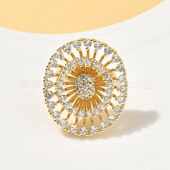Brass Micro Pave Cubic Zirconia Adjustable Open Cuff Rings&nbsp;RJEW-V009-03G