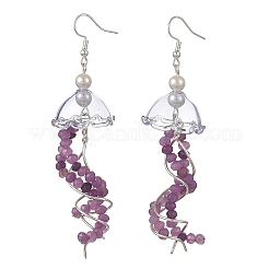 Dyed Natural Malaysia Jade Jellyfish Dangle Earrings for Women&nbsp;EJEW-JE07484-03