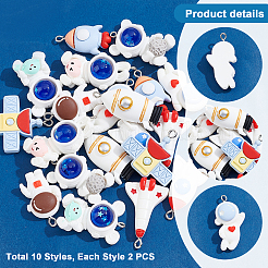 20Pcs 10 Styles Space Theme Opaque Resin Pendants&nbsp;FIND-PH0006-16