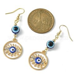 Resin Evil Eye Dangle Earrings with Rhinestone&nbsp;EJEW-JE05361