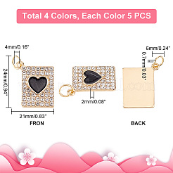 20Pcs 4 Colors Alloy with Rhinestone Pendants&nbsp;PALLOY-AB00097