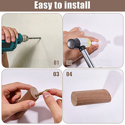 8Sets Column Wood Wall Hooks&nbsp;AJEW-GL0003-35A