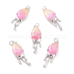 Eco-Friendly Brass with Glass Pendants&nbsp;KK-K268-11