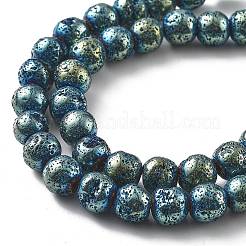 Electroplated Natural Lava Rock Beads Strands&nbsp;G-A251-E01-01E
