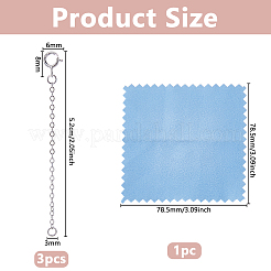 3Pcs 925 Sterling Silver Cable Chain Extender&nbsp;STER-DC0002-02P