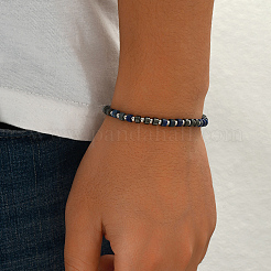 Natural Lapis Lazuli Heishi Beaded Bracelets with 201 Stainless Steel End Chains&nbsp;OQ4301-2