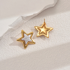 201 Stainless Steel Plastic Star Stud Earrings&nbsp;BP6861