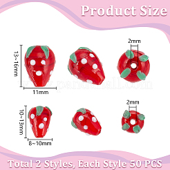 Handmade Lampwork 3D Strawberry Beads&nbsp;LAMP-UN0001-02