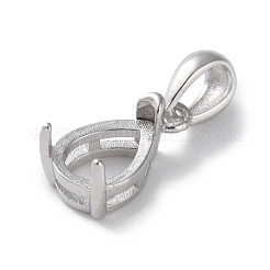 Rhodium Plated Rack Plating 925 Sterling Silver Pendants Cabochon Settings&nbsp;STER-NH0001-49D-P