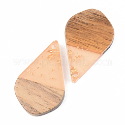 Transparent Resin & Walnut Wood Pendants&nbsp;RESI-S389-035A-B