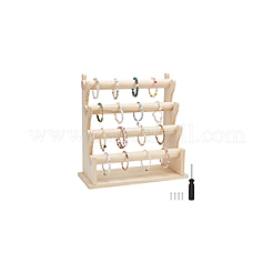 4-Tier Assembled Wood Bracelets/Bangles Display Riser Stands&nbsp;BDIS-WH0008-15