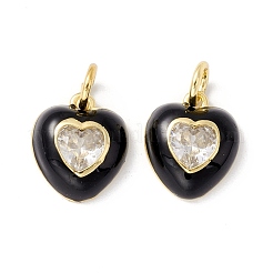 Rack Plating Brass Clear Cubic Zirconia Charms&nbsp;KK-I684-03G-RS