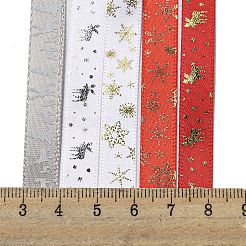 10M  5 Colors Hot Stamping Christmas Polyester Ribbons Set&nbsp;OCOR-Q026-02