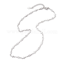 304 Stainless Steel Cross Rhombus Link Chain Necklaces&nbsp;NJEW-JN05651