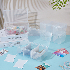4Pcs Rectangle 3 Grids Plastic Bead Storage Containers with Hinged Lid&nbsp;CON-GO0001-04