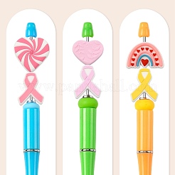 12Pcs 12 Styles Ribbon Heart Theme Silicone Beads&nbsp;SIL-FS0001-44