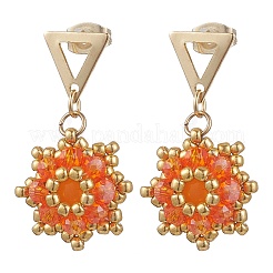 Valentine's Day Flower Natural & Dyed Malaysia Jade Dangle Stud Earrings&nbsp;EJEW-MZ00716-01