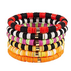 Handmade Polymer Clay Heishi Beads Stretch Bracelets Sets&nbsp;BJEW-JB05902-10