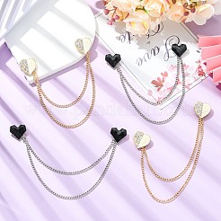 4Pcs 2 Styles Heart Rhinestone Lapel Pins&nbsp;JEWB-CJ0003-34