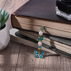 Glass & ABS Plastic Imitation Pearl & Acrylic Bead Bookmark&nbsp;AJEW-CP00020