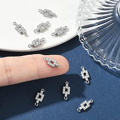 SHEGRACE Brass Micro Pave Clear Cubic Zirconia Connector Charms&nbsp;XGRQ3D800-505P