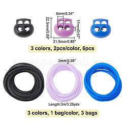 6Pcs 3 Colors Oval 2-Hole Plastic POM Cord Locks&nbsp;FIND-OC0003-23A