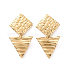 304 Stainless Steel Triangle with Rhombus Dangle Stud Earrings for Women&nbsp;EJEW-G328-16