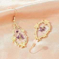 Alloy & Dried Flower Dangle Earrings&nbsp;AL-Z001-04G