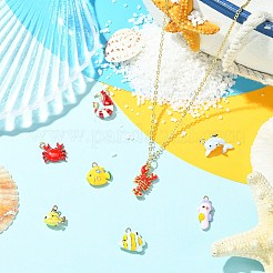 8Pcs 8 Styles Marine Organism Alloy Enamel Pendants&nbsp;ENAM-CJ0007-44