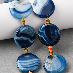 Natural Striped Agate/Banded Agate Coin Beads Strands&nbsp;G-NH0040-01H