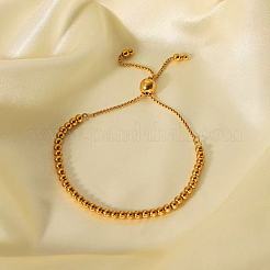 Adjustable Stainless Steel Round Beads Slider Bracelets&nbsp;NC9916-1