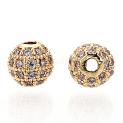 Rack Plating Brass Cubic Zirconia Beads&nbsp;ZIRC-S001-8mm-A-M