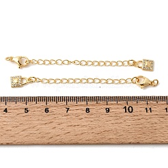 Brass Micro Pave Clear Cubic Zirconia Curb Chain Extender&nbsp;KK-Z149-09G