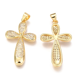 Brass Micro Pave Clear Cubic Zirconia Pendants&nbsp;ZIRC-O038-09G
