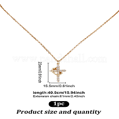 1Pc Brass Micro Pave Clear Cubic Zirconia Crown Cross Pendant Necklaces&nbsp;NJEW-LP0003-84G