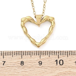 Textured Heart Outline 304 Stainless Steel Pendant Necklaces&nbsp;NJEW-M096-38G