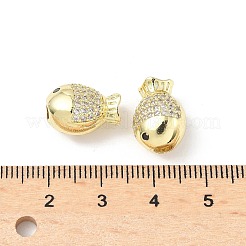 Brass Micro Pave Cubic Zirconia Beads&nbsp;KK-C104-09G
