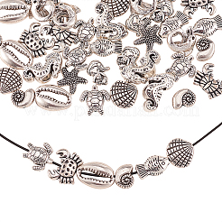 50Pcs 10 Styles Tibetan Style Alloy Beads&nbsp;TIBEB-CJ0001-19