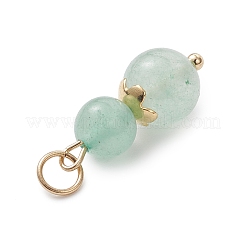 3Pcs 3 Styles Natural Green Aventurine & Moss Agate & Unakite Round Beaded Pendants&nbsp;PALLOY-JF04701-02