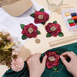 4Pcs Flower Paillette Cloth Sew on Appliques&nbsp;PATC-MA0001-20B