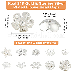 60Pcs 10 Styles Brass Bead Cap&nbsp;KK-BBC0021-14