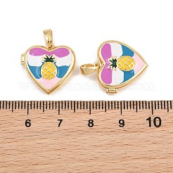 Brass with Enamel Locket Pendants&nbsp;KK-CBA415D-10G-02