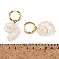 Natural Sea Shell Dangle Hoop Earrings&nbsp;EJEW-JE07355