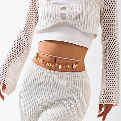 Summer Beach CCB & Faux Shell Tassel Glass Seed Beaded Double Layer Waist Chains&nbsp;WG83327-02
